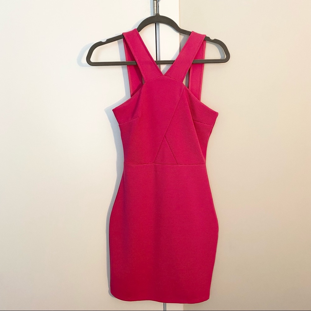 Fuchsia Ribbed Bodycon Mini Dress